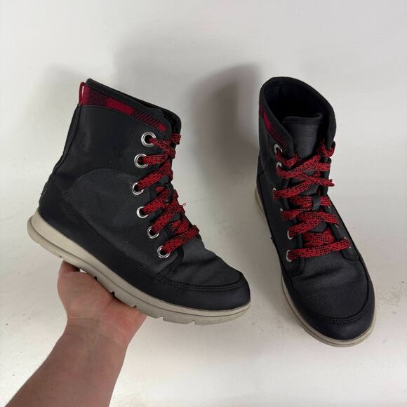 Sorel Explorer Winter Boots Womens 7 Black Lace-Up Ankle Waterproof Casual - Picture 1 of 10